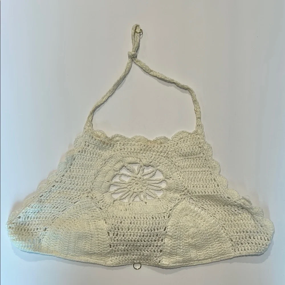 Some Days Lovin- cream crochet bikini swim top size large